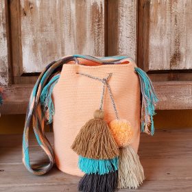 4 Tassels and a Pompon, Coral Bag